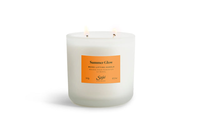 Summer Glow candle with wicks lit