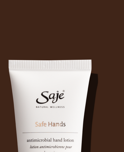 Safe Hands Lotion against a brown background