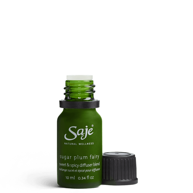 Sugar Plum Fairy 10ml green diffuser blend bottle with the cap off