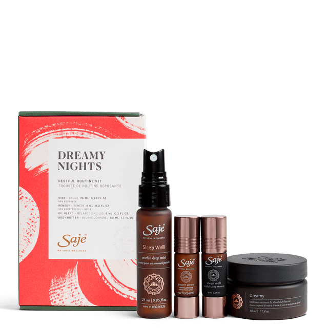 Dreamy nights restful routine kit with packaging
