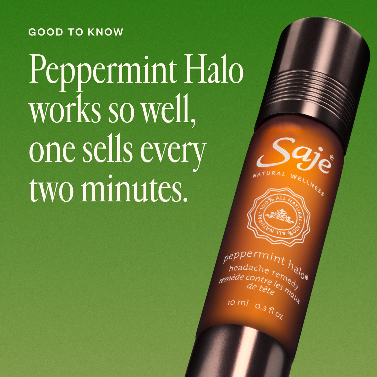 Peppermint Halo Saje ロールオンアロマ Peppermint Halo Headache Remedy Roll-On - Saje Natural Wellness