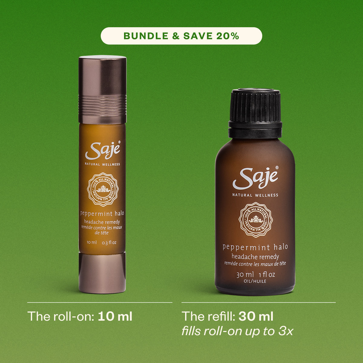 Peppermint Halo Headache Remedy Roll-On - Saje Natural Wellness
