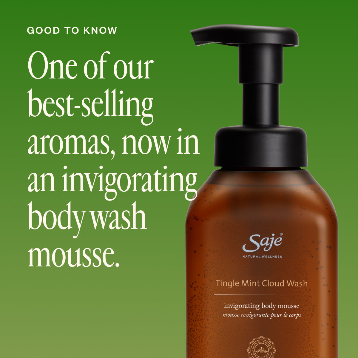 Tingle Mint Cloud Wash Invigorating Body Mousse - Saje Natural